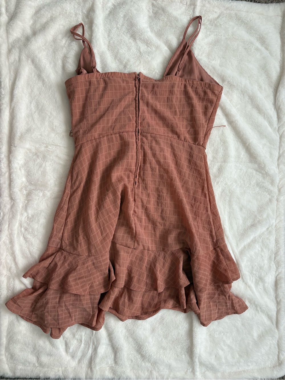 Altar'd State Rusty Rose Ruffle Wrap Mini Dress - Picture 2 of 3